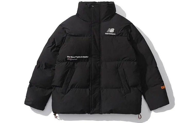 New Balance Down Jackets Unisex Black Stand Collar Moderate Straight Fit