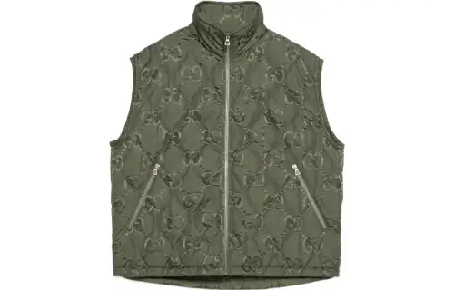 GUCCI Vests Men's Green Stand Collar Other