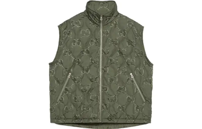 GUCCI Vests Men's Green Stand Collar Other