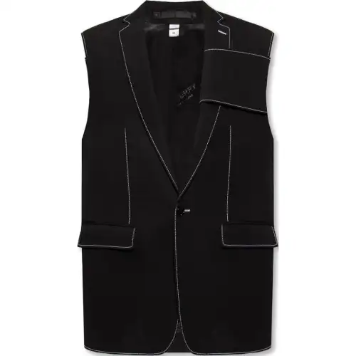 Burberry Vests Men's Black Suit Collar Moderate Other