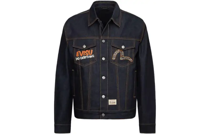 EVISU Denim Jackets Men's Denim Blue Lapel Moderate