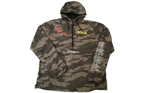 Travis Scott Windbreaker Jackets Unisex Camouflage Hooded Moderate