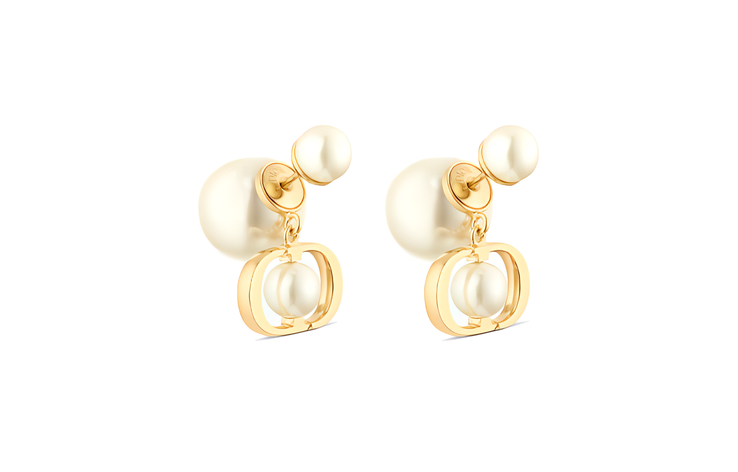 DIOR Dior Logo Resin Pearl Metal Earrings Women's White