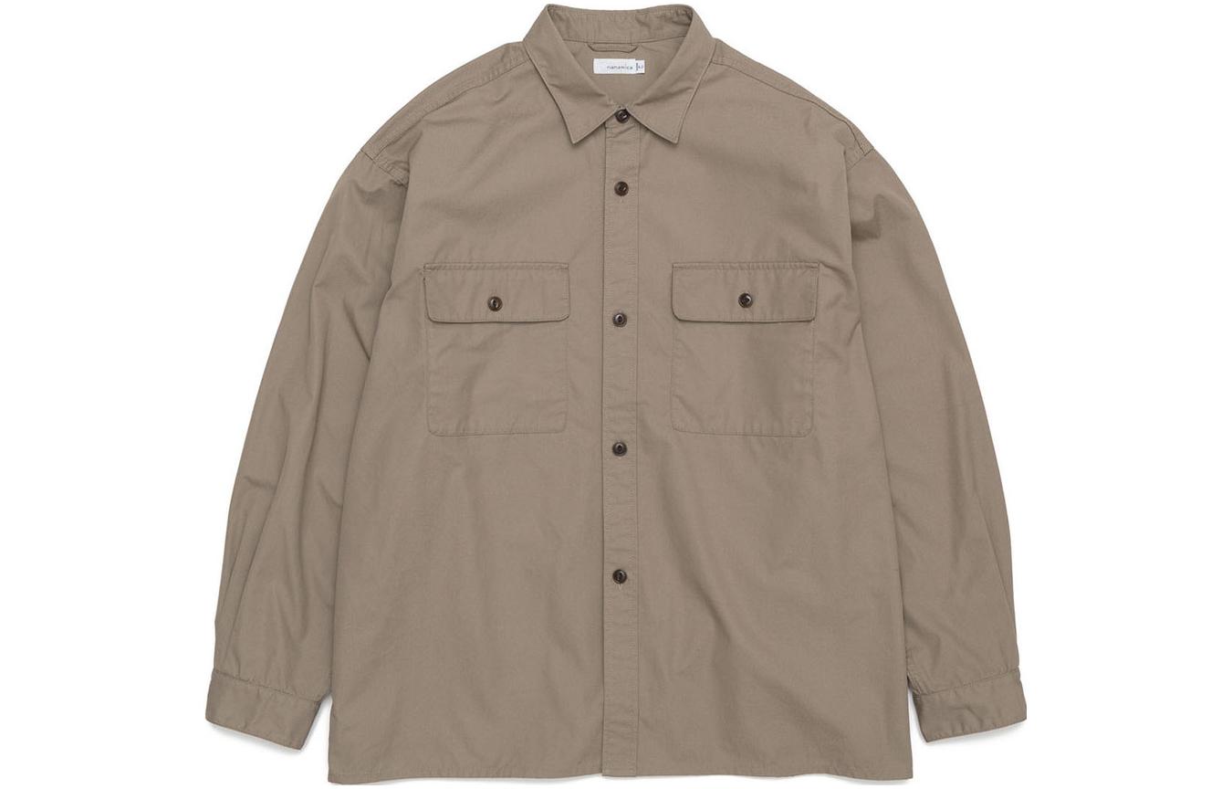 Мужская куртка nanamica Shirt Jacket (однотонная) — Морской синий — фото 9