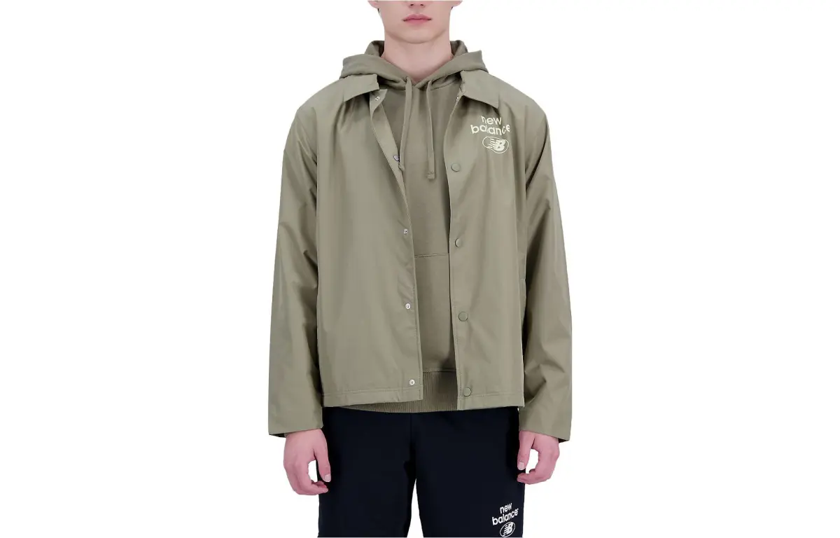 New Balance Jackets Men's Olive Green Hooded Moderate Other