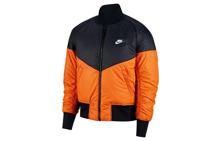 Nike Puffer Jackets Men's Orange Black Multicolor Baseball Collar Moderate Other