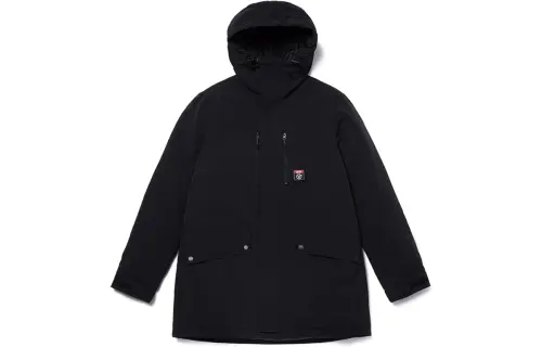Vans Solid Color Hooded Thickened Mid Length Down Jacket Men's Black