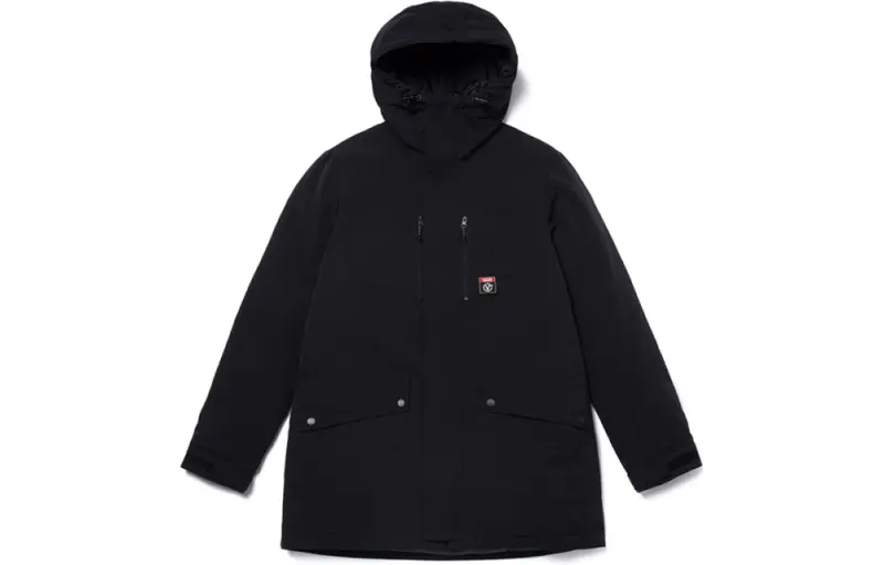 Vans Solid Color Hooded Thickened Mid Length Down Jacket Men's Black