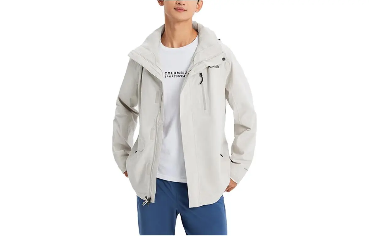 Columbia Outdoor Hiking Waterproof And Warm Windbreaker Jacket Men's Ecru