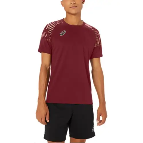ASICS Dry Practice T Shirts Men's Red Crew Neck Moderate Straight Fit