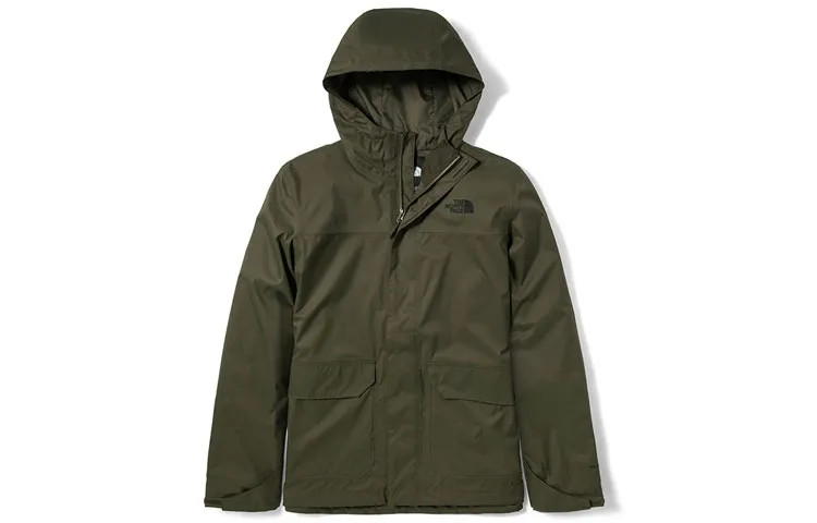 THE NORTH FACE Windbreaker Jackets Men's Green Hooded Moderate