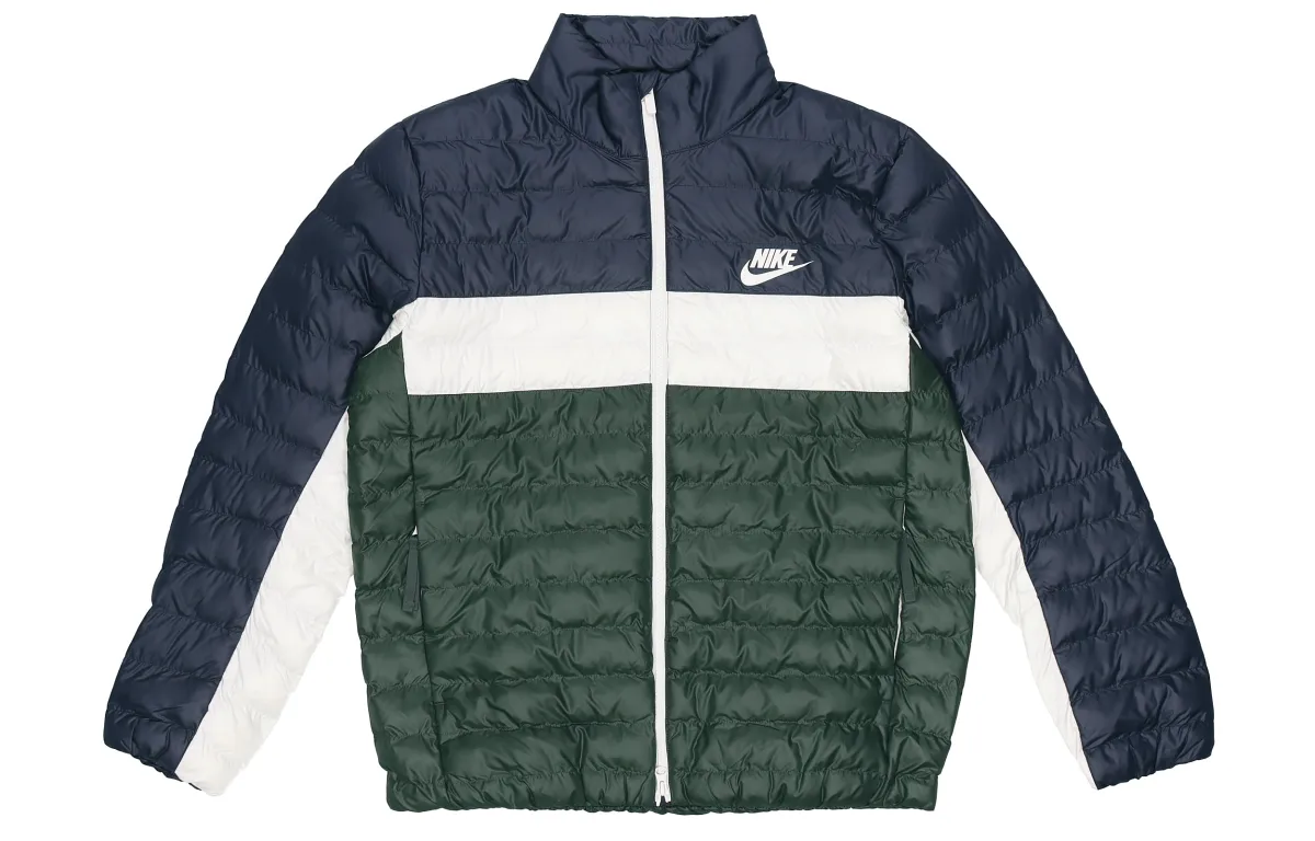 Nike Puffer Jackets Men's Blue Green Multicolor Stand Collar Moderate Other