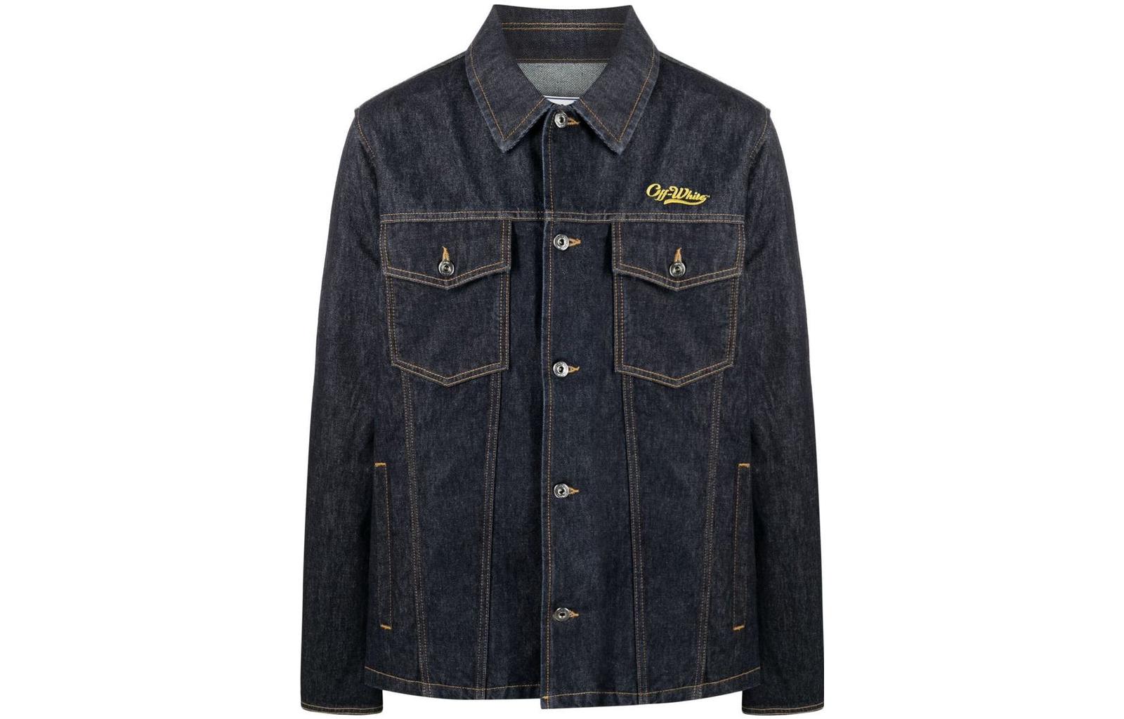 OFF WHITE Logo Embroidered Wave Off Denim Jacket