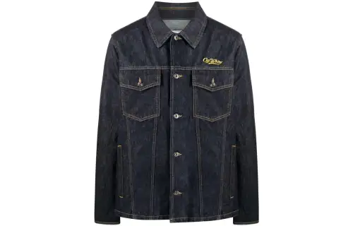 OFF WHITE Logo Embroidered Wave Off Denim Jacket