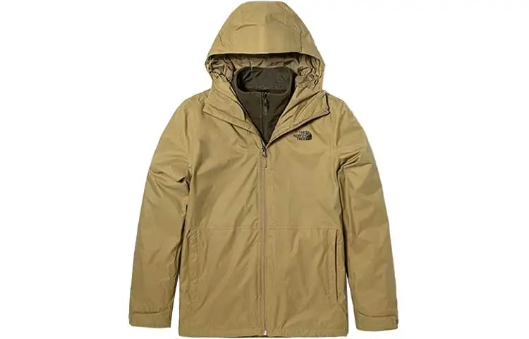 THE NORTH FACE Logo Print Solid Color Fleece Lined 3 in 1 Windproof And Breathable Windbreaker Jacket Men's Brown