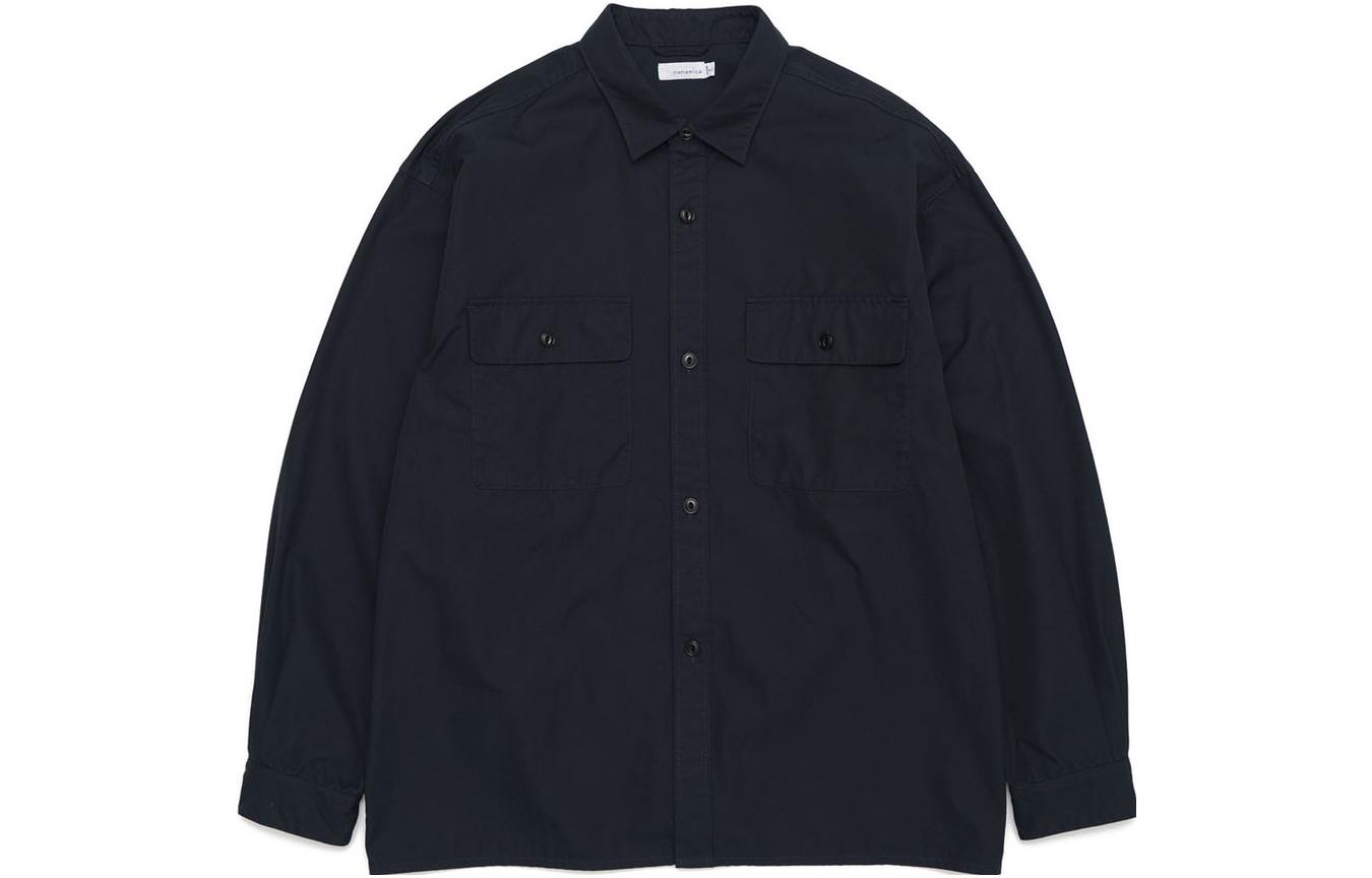 Мужская куртка nanamica Shirt Jacket (однотонная) — Морской синий — фото 6
