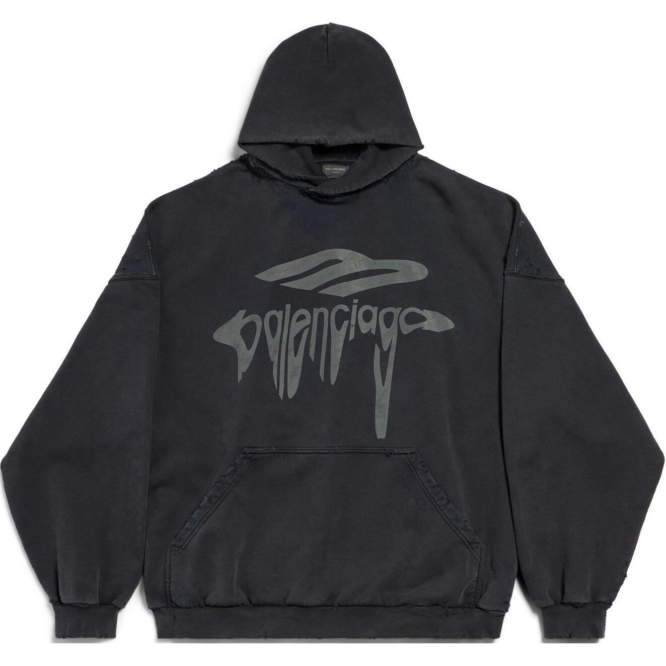 Мужское худи Balenciaga SS25 3B Liquified Hoodie (серое)