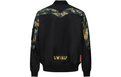 EVISU Jackets Men's Black Baseball Collar Moderate Other