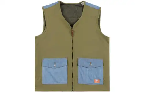 Levis Vests Men's Green Collarless Moderate