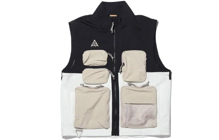 Nike ACG Vests Men's Black White Gray Stand Collar Moderate Straight Fit