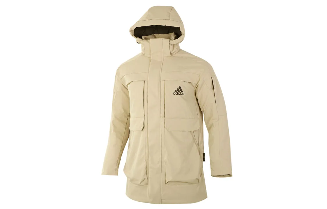 Adidas Down Jackets Men's Khaki Hooded Moderate Other