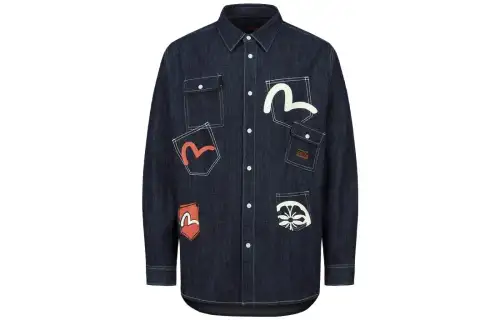 EVISU Denim Jackets Men's Denim Blue Lapel Moderate Other