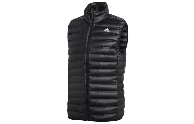Adidas Down Jackets Men's Black Stand Collar Moderate Straight Fit