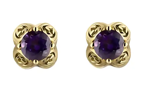 GUCCI Interlocking 18K Gold Crystal Earrings Unisex Purple/Gold