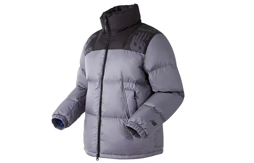 New Balance Down Jackets Men's Matte Gray Stand Collar Moderate Other