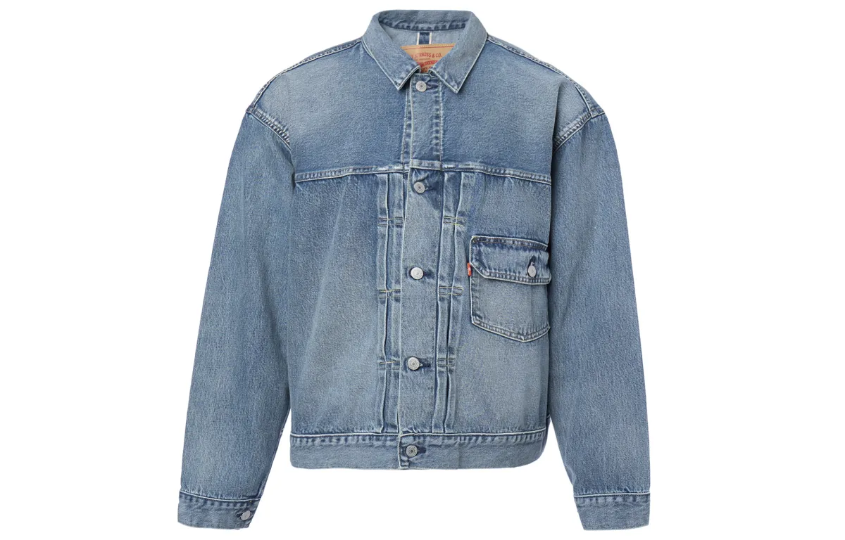 Levi's X Beams Denim Jackets Men's Blue Lapel Moderate Straight Fit