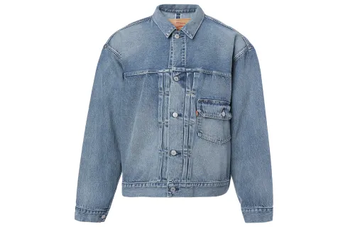 Levis X Beams Denim Jackets Men's Blue Lapel Moderate Straight Fit