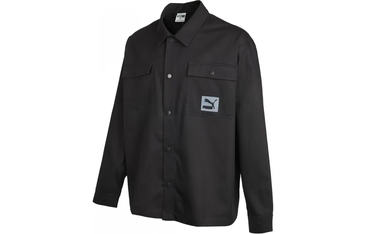 PUMA Leisure Jackets Men's Gray Lapel Moderate Straight Fit