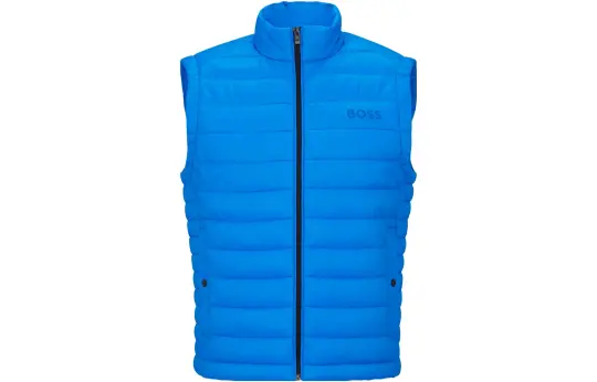 HUGO BOSS Vests Men's Blue Stand Collar Moderate Other