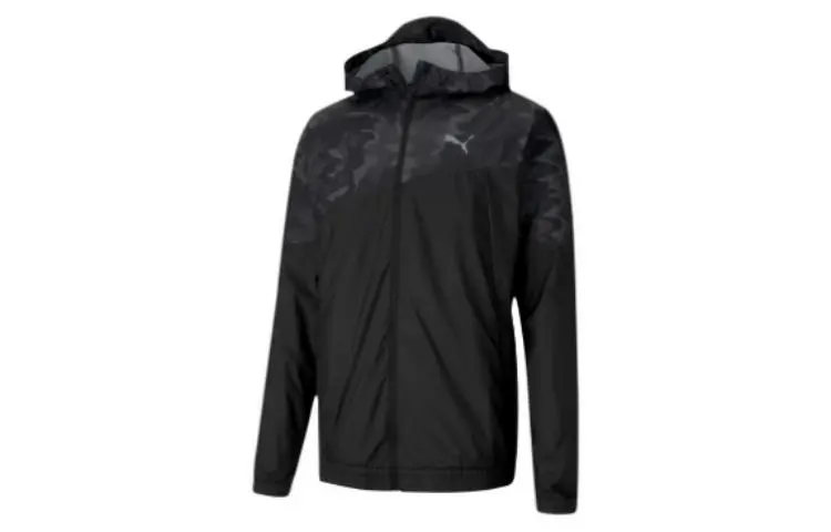 PUMA Jackets Men's Black Hooded (Non-detachable) Moderate Straight Fit