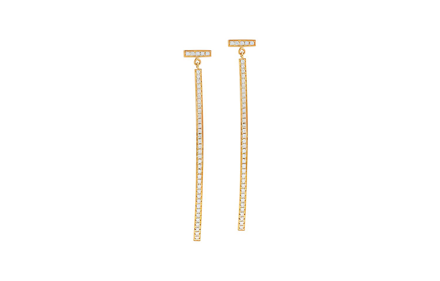 Tiffany & Co. Tiffany Tiffany T series diamond bar earrings 18k gold T-shaped earrings