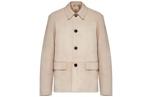 PRADA Business Suits Men's Khaki Suit Collar Moderate Business Suit