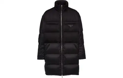 PRADA Down Jackets Men's Black Stand Collar Moderate