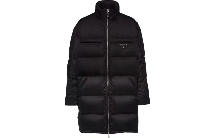 PRADA Down Jackets Men's Black Stand Collar Moderate