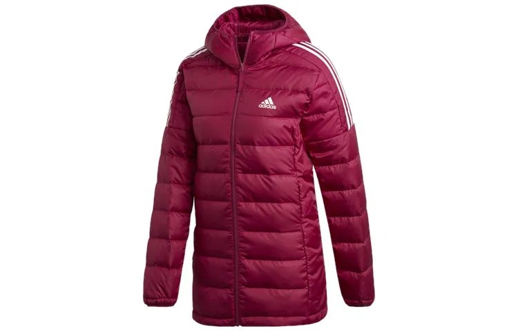 Adidas Down Jackets Women's Red Hooded Moderate Straight Fit