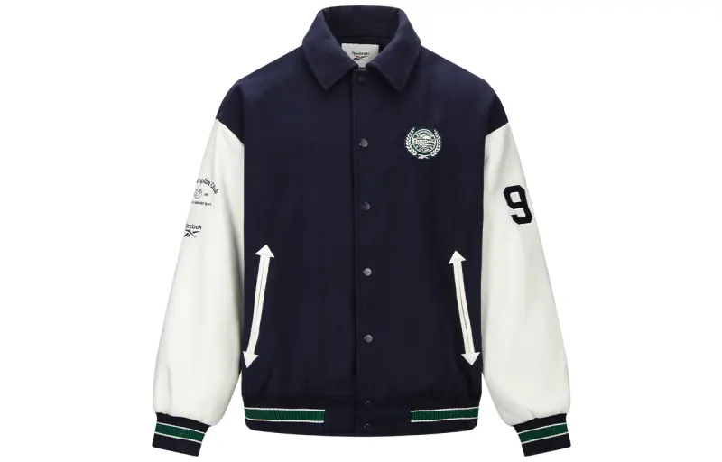 Reebok Jackets Unisex Navy Blue Lapel Moderate Workwear