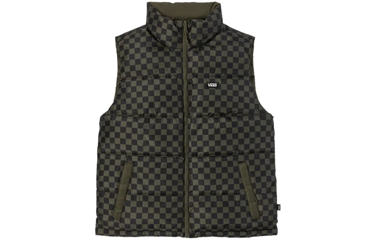 Vans Down Vests Unisex Green Stand Collar Moderate Other