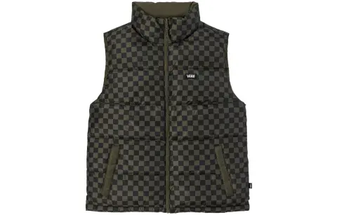 Vans Down Vests Unisex Green Stand Collar Moderate Other