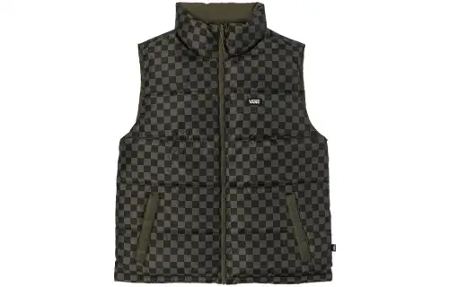 Vans Down Vests Unisex Green Stand Collar Moderate Other