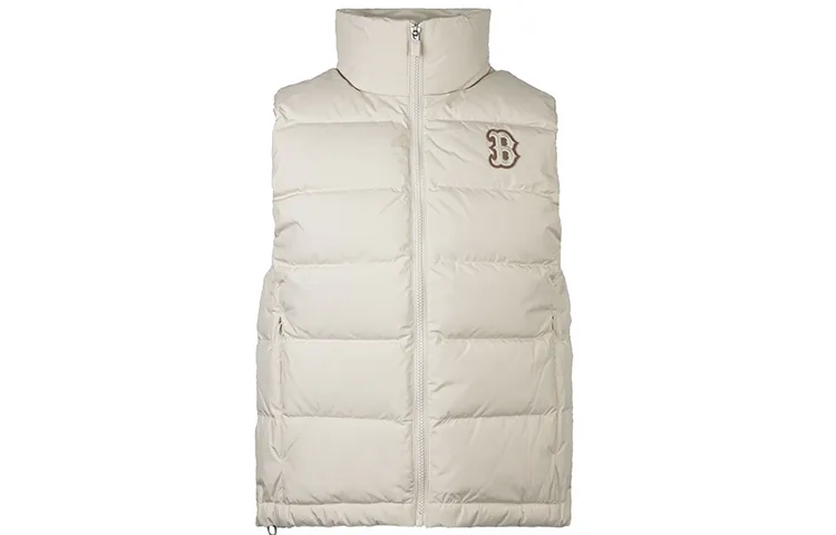 MLB Small Logo Fashion Thermal Fleece-Lined Casual Down Coat Vest Unisex Ivory White