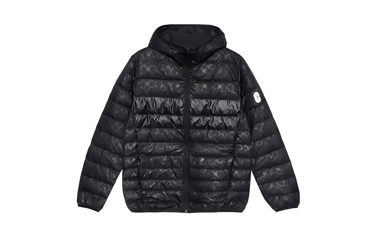 COACH FW22 Men's Letter Logo Zip-Up Hooded Down Jacket Black