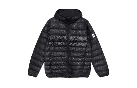 COACH FW22 Men's Letter Logo Zip-Up Hooded Down Jacket Black