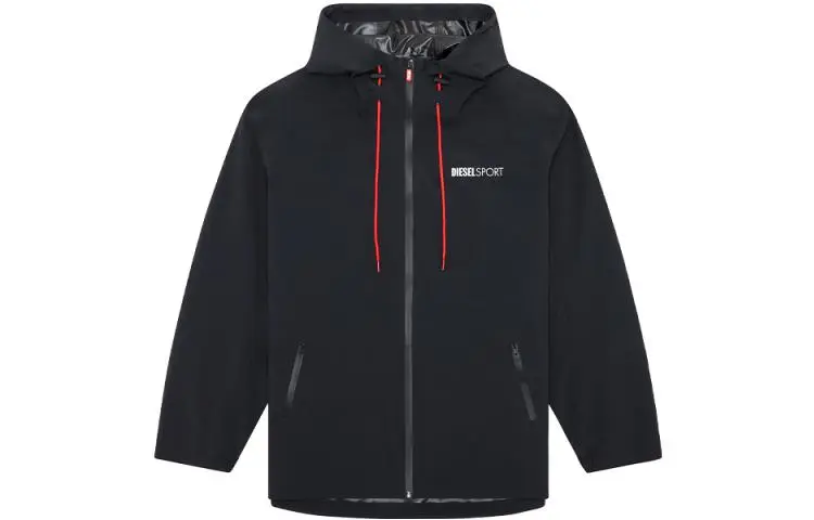 DIESEL SPORTS Jackets Men's Black Hooded Moderate Other