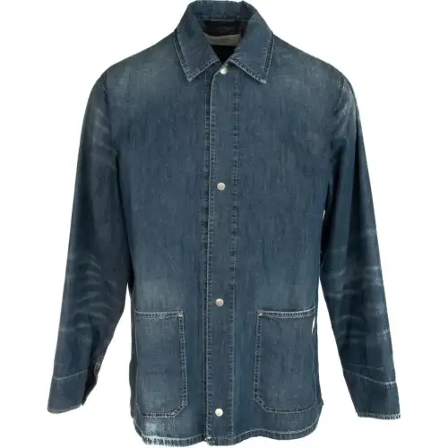 Golden Goose Denim Jackets Men's Blue Lapel Moderate Straight Fit