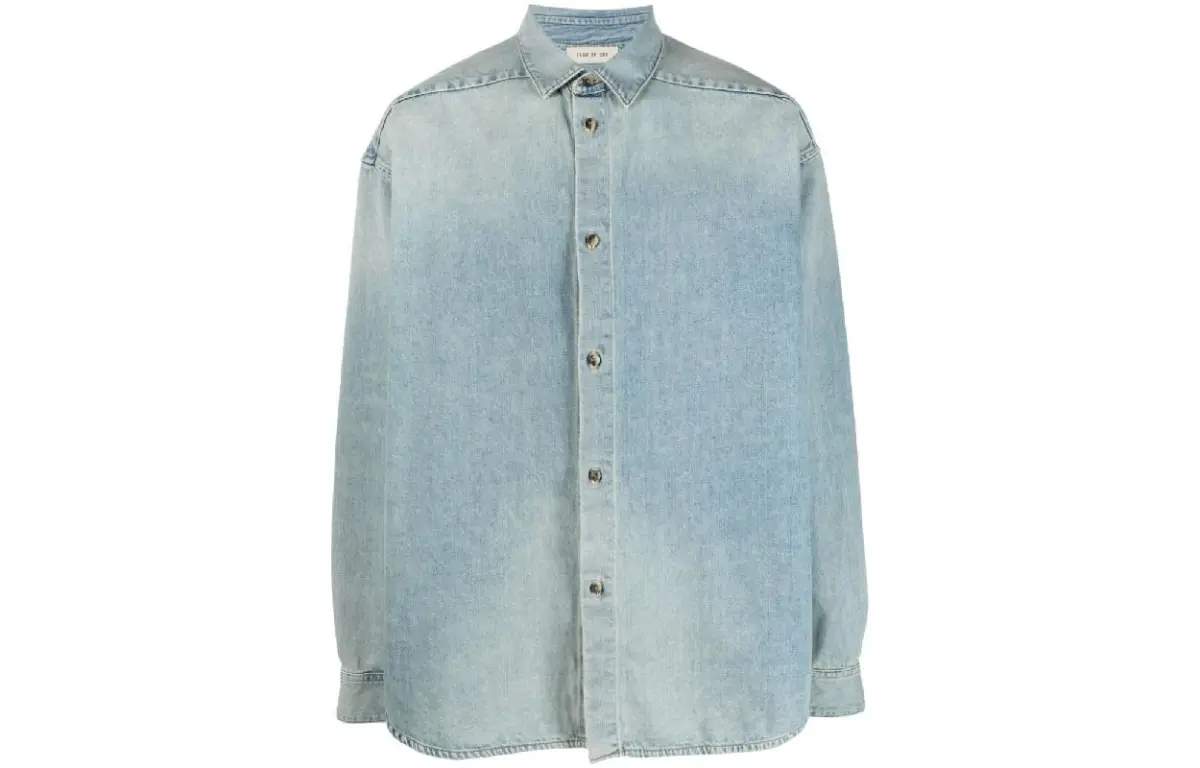 Fear Of God Denim Jackets Men's Blue Lapel Moderate Straight Fit