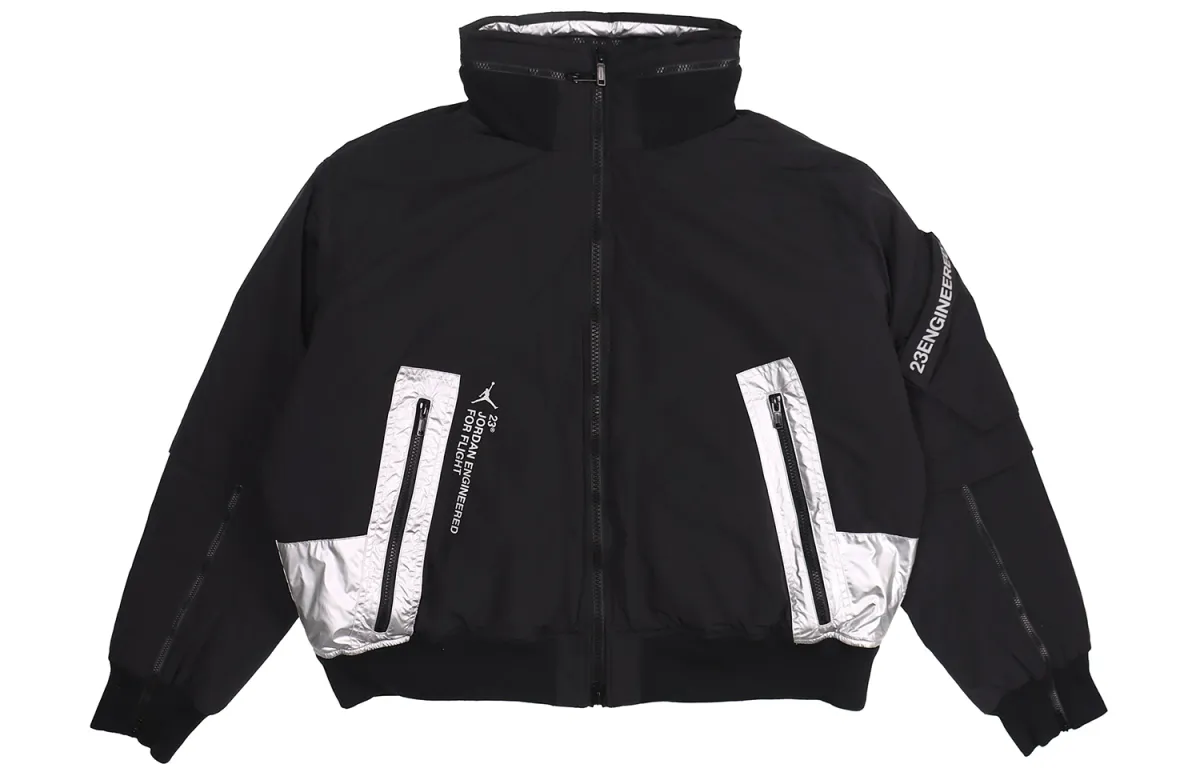 Jordan Down Jackets Men's Black Stand Collar Moderate Straight Fit